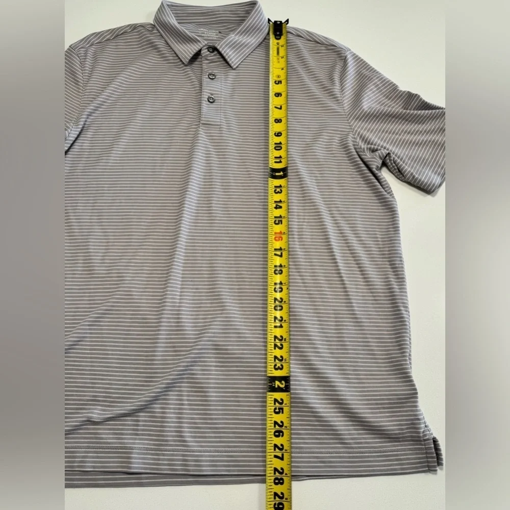 UNTUCKit Men’s Axios Gray & White Striped 100% Cotton Polo Size XLG Comfort - Picture 6 of 7